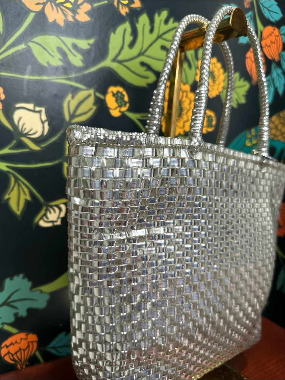 Anteprima Silver Ribbon Wirebag Woven Tote - Picture 7 of 12